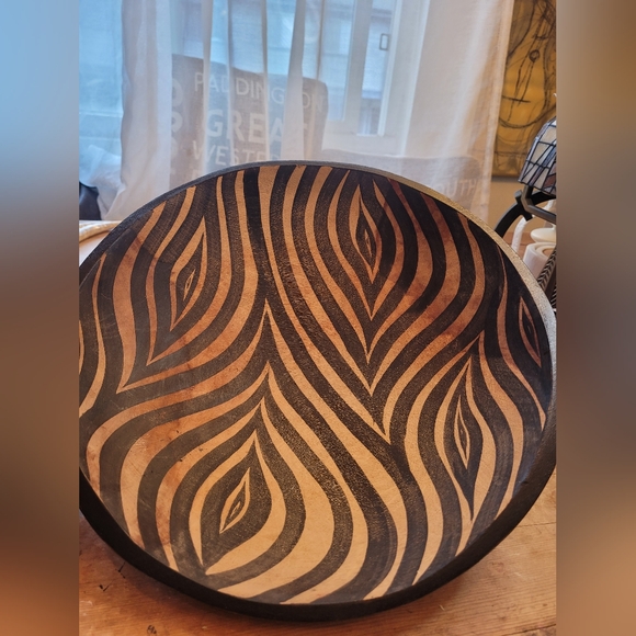 African Zebra Print Oval Wooden Salad Bowl & Decor